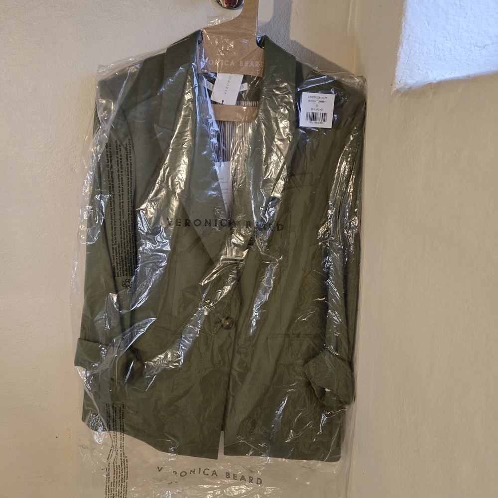 Veronica Beard Sevi Bright Army Green Jacket Size 10